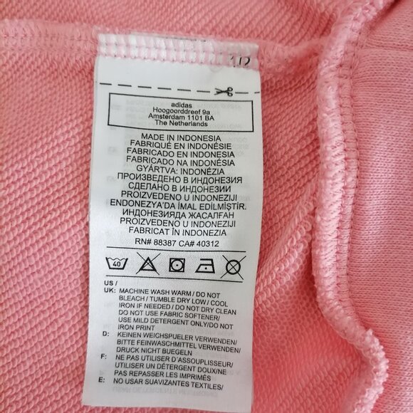 Adidas Womens Bright Pink Crew Neck Long Sleeve Pullover Sweatshirt Size Large - Picture 8 of 10